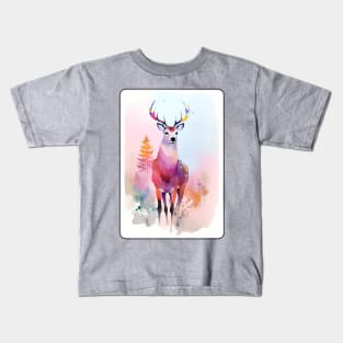 Deer Watercolor Portrait 2 Kids T-Shirt